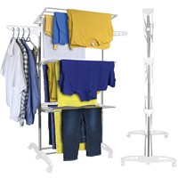 Séchoir à linge pliable en acier inoxydable Cedar Space, 3 niveaux, durable, avec roulettes à frein, solution de rangement mobile