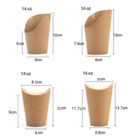 Brune Kraft Chip porte-frites papier Charcuterie tasse résistant à l'huile frite nourriture Kraft papier emballage boîte puces emballage