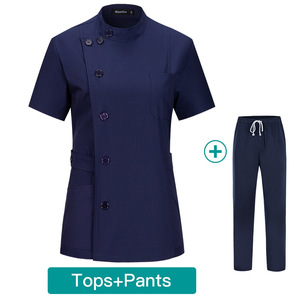 Nouvelle version de bouton de taille mince coton haut de gamme Salon de beauté infirmière hôpital médecin lavage vêtements salopette costumes - Product Image 5