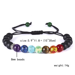 8mm natürliche Edelstein perlen Sieben Chakra geflochtene Armreifen Vulkan Lava 7 Chakra Heils tein Perlen Armband für Frauen Männer - Product Image 4