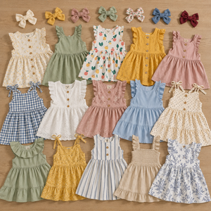 Nuevo Vestido de Verano para Niñas, Vestido de Princesa Transpirable de Manga Corta, Surtido Variado - Product Image 1