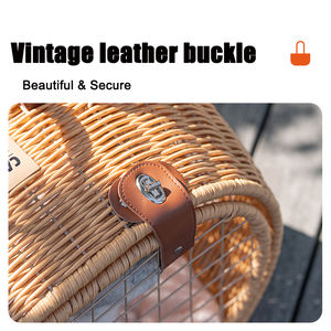 सुंदर डिजाइन बिल्ली कान शैली बिल्ली वाहक यात्रा बैग बड़ी क्षमता रतन इको फ्रेंडली पालतू बैग - Product Image 5