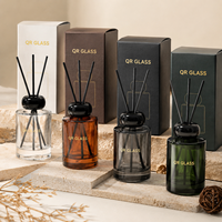Diffuseur de parfum en verre écologique rond de 120 ml pour la maison, avec couvercle noir