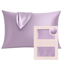 Taie d'oreiller d'hôpital durable en gros avec fermeture à glissière, logo personnalisé, soie lavande violette, OEM/ODM