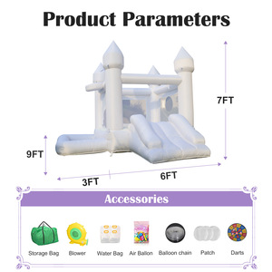 Château gonflable intérieur/extérieur blanc personnalisé en usine, aire de jeux pour enfants avec escalade et toboggan pour <span class=keywords><strong>piscine</strong></span> à balles de divertissement de mariage - Product Image 4