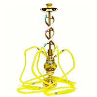 Chicha de luxe arabe en alliage d'aluminium avec lumières LED télécommandées, design miroir à 4 tuyaux, ensemble de chicha écologique et durable pour boîte de nuit