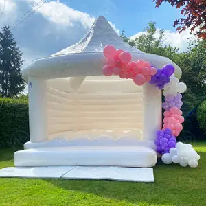 Outdoor Bounce House Birthday Party Jumping Castle Inflatable Bouncer White Wedding Bouncy House For Kids & Adults