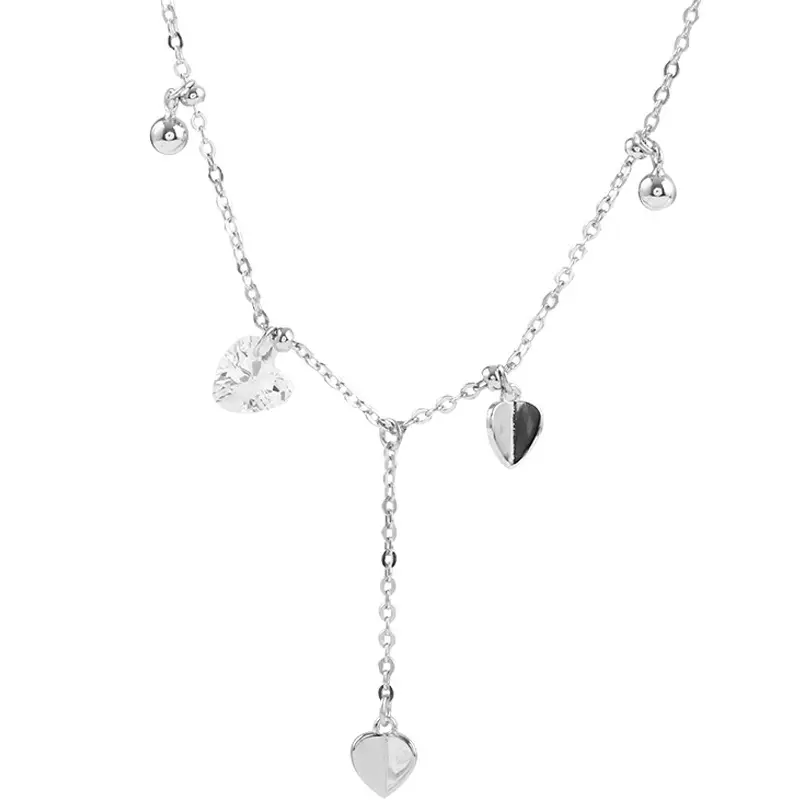 Minimalist ANENJERY Minimalist Jewelry Zircon Love Heart Tassels Choker Necklace For Women Collarbone Chain Jewelry