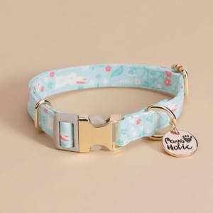 Collier pour chien en coton moderne taille XS, doux, élégant, motif imprimé de luxe, personnalisé, confortable, réglable, écologique - Product Image 1