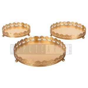 Juego de Bandejas Decorativas Multifuncionales de Metal Art Deco de Lujo Internacional Maximus, Acabado Dorado, Plato para Servir, Centro de Mesa Decorativo - Product Image 3