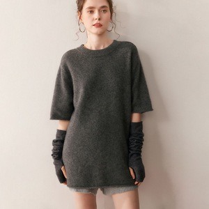 Suéter <span class=keywords><strong>de</strong></span> Cachemira <span class=keywords><strong>de</strong></span> Manga Corta para Mujer, con Logotipo Personalizado, Cuello Redondo, Tejido <span class=keywords><strong>de</strong></span> <span class=keywords><strong>Lana</strong></span> <span class=keywords><strong>de</strong></span> Cachemira, Capa Interior, Mongolia Interior - Product Image 3