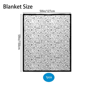 Manta de Diseño Personalizado para Colorear, Manta de Felpa Lavable, Manualidades Creativas, Arte Textil, Manta de Juego con Lápices de Acuarela - Product Image 6