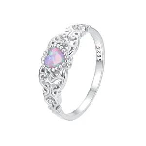 Jilina 925 Sterling Silver Romantic Pink Opal Ring Zircon Plating Rings For Women Fine Jewelry Anniversary Birthday Gifts BSR512