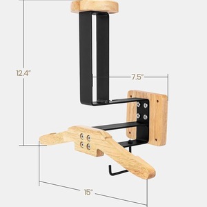 <b>Wooden</b> Wall Mounted <b>Coat</b> Rack With Helmet Holder And Key <b>Hooks</b> For Motorcycle Gear Storage - Product Image 4