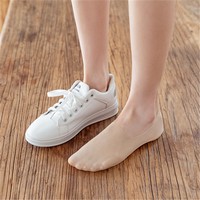 Chaussettes bateau invisibles en soie glacée pour femme, couleur unie, semelle en coton, fines, antidérapantes en silicone pour l'été