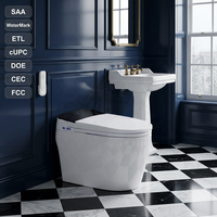 WC intelligent monobloc certifié WaterMark SAA avec chasse automatique, bidet, siège chauffant, lavage féminin, veilleuse et commande latérale intelligente