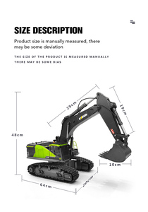 Huina 1593 Camion Fuoristrada 1:14, Escavatore RC 22CH, Giocattolo Radiocomandato in Lega <span class=keywords><strong>Verde</strong></span>, Veicolo da Costruzione a Doppia Traccia - Product Image 4