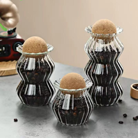 Récipient de stockage pour grains de café, pot à épices en verre transparent, pot alimentaire en verre avec couvercle en liège, pot de rangement en verre de haute qualité pour la cuisine