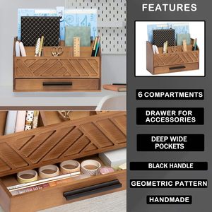 Organisateur <span class=keywords><strong>de</strong></span> <span class=keywords><strong>bureau</strong></span> en bois brun et accessoires avec tiroir, organisateur <span class=keywords><strong>de</strong></span> factures et <span class=keywords><strong>de</strong></span> courrier et porte-documents pour fournitures <span class=keywords><strong>de</strong></span> <span class=keywords><strong>bureau</strong></span> - Product Image 6