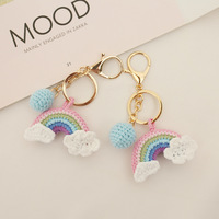 Nouvellement arrivé porte-clés bon temps arc-en-ciel sac suspendu doux mignon pendentif à breloque Crochet laine porte-clés