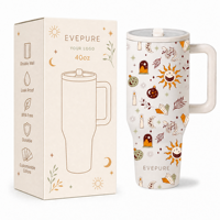 Bouteille d'eau isotherme classique en acier inoxydable à double paroi de 40 oz, écologique, pour adultes, avec poignée et paille rabattable, anti-fuite, pour boissons chaudes/froides, idéale pour offrir