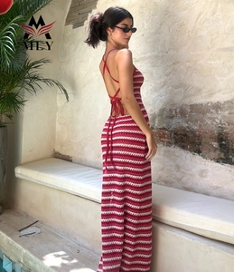 <span class=keywords><strong>Robe</strong></span> longue de plage moulante en crochet tricoté, sexy, à dos croisé, ajourée, pour la plage, vente en gros - Product Image 3