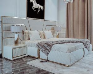 Pannelli di Sfondo di Lusso per Letto King Size, Set Camera da Letto di Alta Gamma, Mobili Italiani per Camera da Letto, Letto Imbottito in Tessuto - Product Image 6