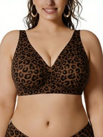 Soutiens-gorge sans couture à imprimé léopard pour sports intensifs, soutiens-gorge push-up grande taille, soutien-gorge sans armatures pour femmes à forte poitrine, respirant, vente en gros