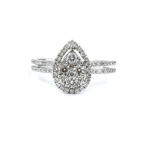 Fine Fabulous Design Meilleure Qualité 14k Or Blanc Massif Diamant Naturel Bagues De Fiançailles Véritable Cluster De Diamant Pour Femme - Product Image 1