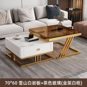 现代轻豪华客厅茶几北欧家居酒店玻璃石板广场中心桌简易茶茶几 - Product Image 6