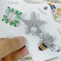 Broches tendance pour femmes, plaquées or, avec zircon coloré, imitation perle et motif Fritillaria, bijoux élégants en forme de fleur de paon pour soirée