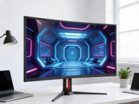 Moniteur de bureau ultra-large 49 pouces 4K en stock, 3840*2160p 60Hz 4ms, écran PC multi-tâches