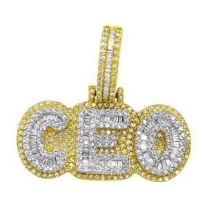 Pendentif CEO en moissanite plaqué or de luxe avec bracelet audacieux de style hip-hop scintillant, parfait pour les hommes et les femmes - Product Image 1