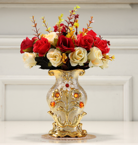 Stile nordico <span class=keywords><strong>vaso</strong></span> <span class=keywords><strong>in</strong></span> ceramica dorata da soggiorno decorazione floreale <span class=keywords><strong>vaso</strong></span> da tavolo rosa fiore artificiale - Product Image 3