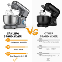Batteur sur socle électrique pour la maison Golden Chef 5,5 QT 6 vitesses Conception à tête inclinable Bol mélangeur en acier inoxydable Mélangeur alimentaire de haute qualité
