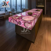 Comptoir de réception en résine transparente, design moderne et luxueux, avec éclairage LED, pour table de bar, restaurant, hôtel, bureau, boutique