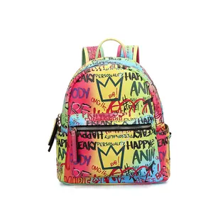 Grosir ukuran medium tas ransel wanita-Ransel Punggung Multifungsi Wanita, Ransel Kecil Bepergian Sekolah Grafiti Anak Perempuan