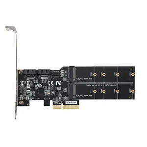 扩展卡PCIE3.0 4x至2端口M.2 NGFF SSD控制器2端口SATA3 ASM1164 PCIe3.0 4X至2SATA3 + 2M.2 B键适配器卡