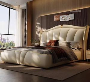 Cama doble y moderna de lujo para <span class=keywords><strong>adultos</strong></span>, uso doméstico, <span class=keywords><strong>camas</strong></span> tapizadas tamaño Queen King, sofá cama estilo marco de madera, venta al por mayor - Product Image 4