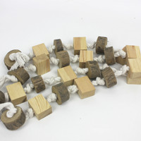 Jouet à mâcher suspendu pour oiseaux de compagnie, tranches de bois naturelles, blocs de pin, corde en coton, accessoire pour cage à perroquet