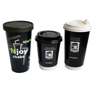 일회용 맞춤형 인쇄 24 온스 더블 레이어 커피 수입 종이컵 디스펜서 뜨거운 차가운 음료