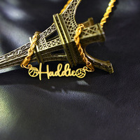 Collier en acier inoxydable avec pendentif prénom, chaîne à maillons corde style Hip Hop, bijou mignon pour femme, vente en gros