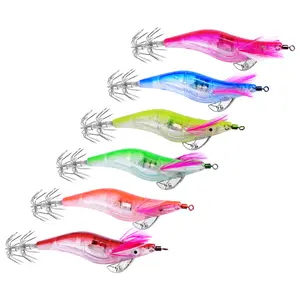 Peche Fishing Lure Hard Bait 10cm 12.2g 2.5# Shrimp Wood Bait Fishing Wobbler Squid Jig Cuttlefish Lure Jigging Lure Luminous