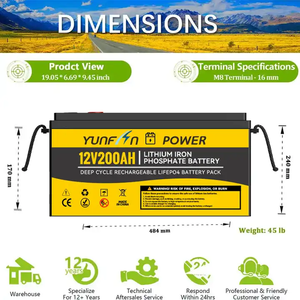 แบตเตอรี่ลิเธียมไอรอนฟอสเฟต 12.8V 200Ah ≥5000 รอบการใช้งาน ใช้แทนแบตเตอรี่ตะกั่ว-กรดสำหรับรถบ้านและเรือโดยตรง - Product Image 1