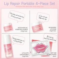 Coffret Cosmétique Soin des Lèvres 5 Pièces : Masque Lèvres, Exfoliant Élimination Peaux Mortes, Baume à Lèvres, Masque au Collagène – Vente en Gros, Portable, Coffret Cadeau 5 Pièces
