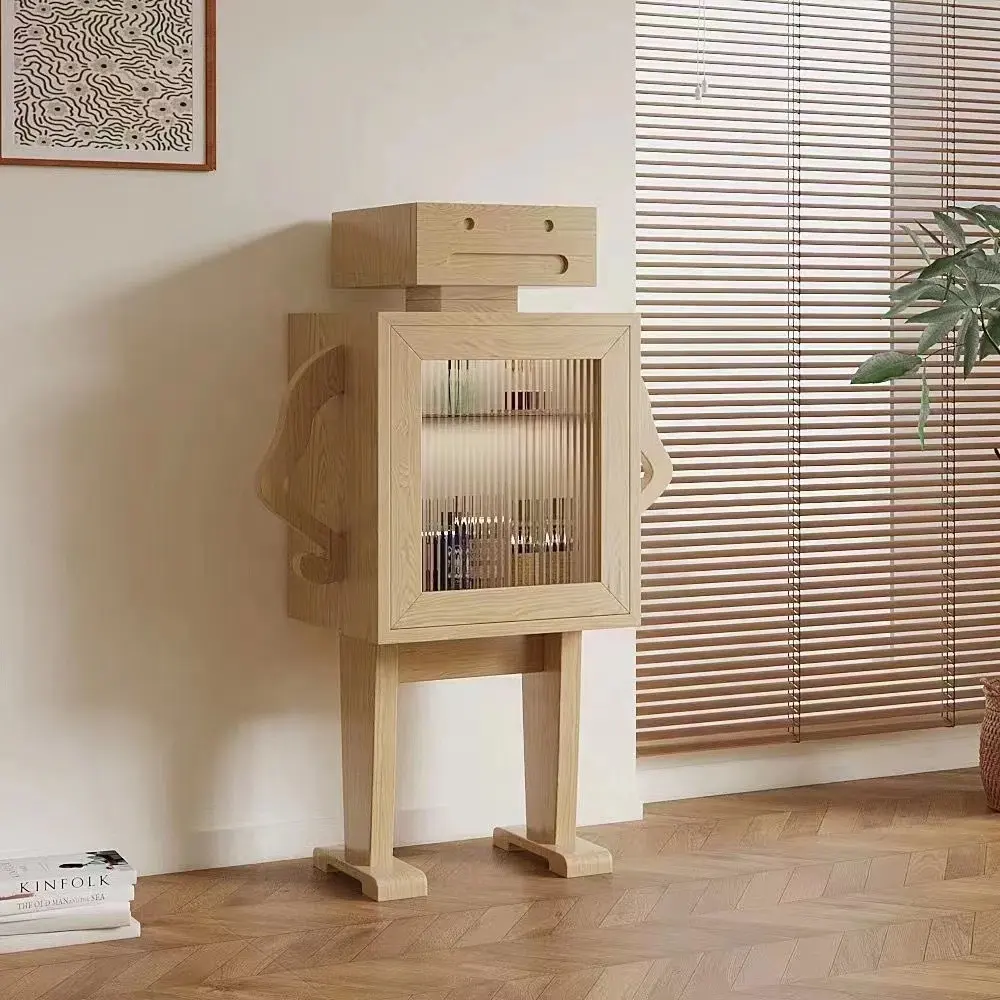 خزانة نبيذ آلية مصنوعة من الخشب الصلب بتصميم إبداعي لغرفة الطعام، خزانة جانبية للتخزين