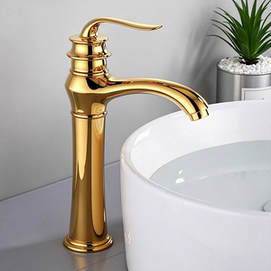 Promotion : Robinet de lavabo autoportant en laiton doré, chaud et froid, pour salle de bain - Product Image 1