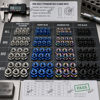 Écrou à bride hexagonale en titane léger Gr5 Ti-6Al-4V M5 M6 M8 M10 BJCJTi usiné CNC, anti-desserrage, personnalisé pour vélos, voitures et projets