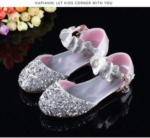 176-A1 New Arrival Girls Fashion <strong>Glitter</strong> Children Girls Fancy Birthday Party <strong>Flat</strong> Child Dress <strong>Shoes</strong> - Product Image 4