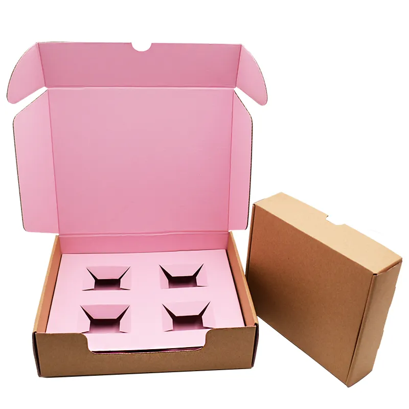 Kotak Kemasan Mailer Logo Kustom Laris Cetak Warna Pink Berkerut Di Dalam Kotak Karton